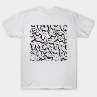 Monochrome Curve- Dots Pattern T-Shirt